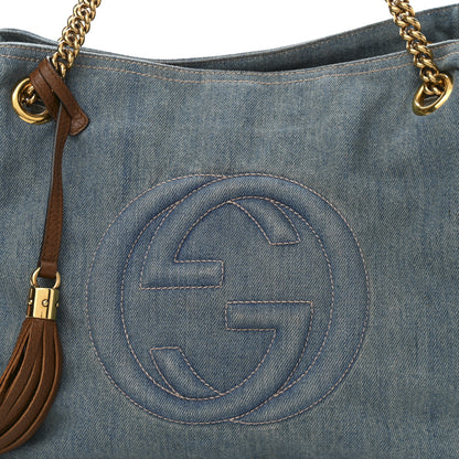 Gucci Denim Medium Soho Chain Shoulder Bag Blue 8 of 12