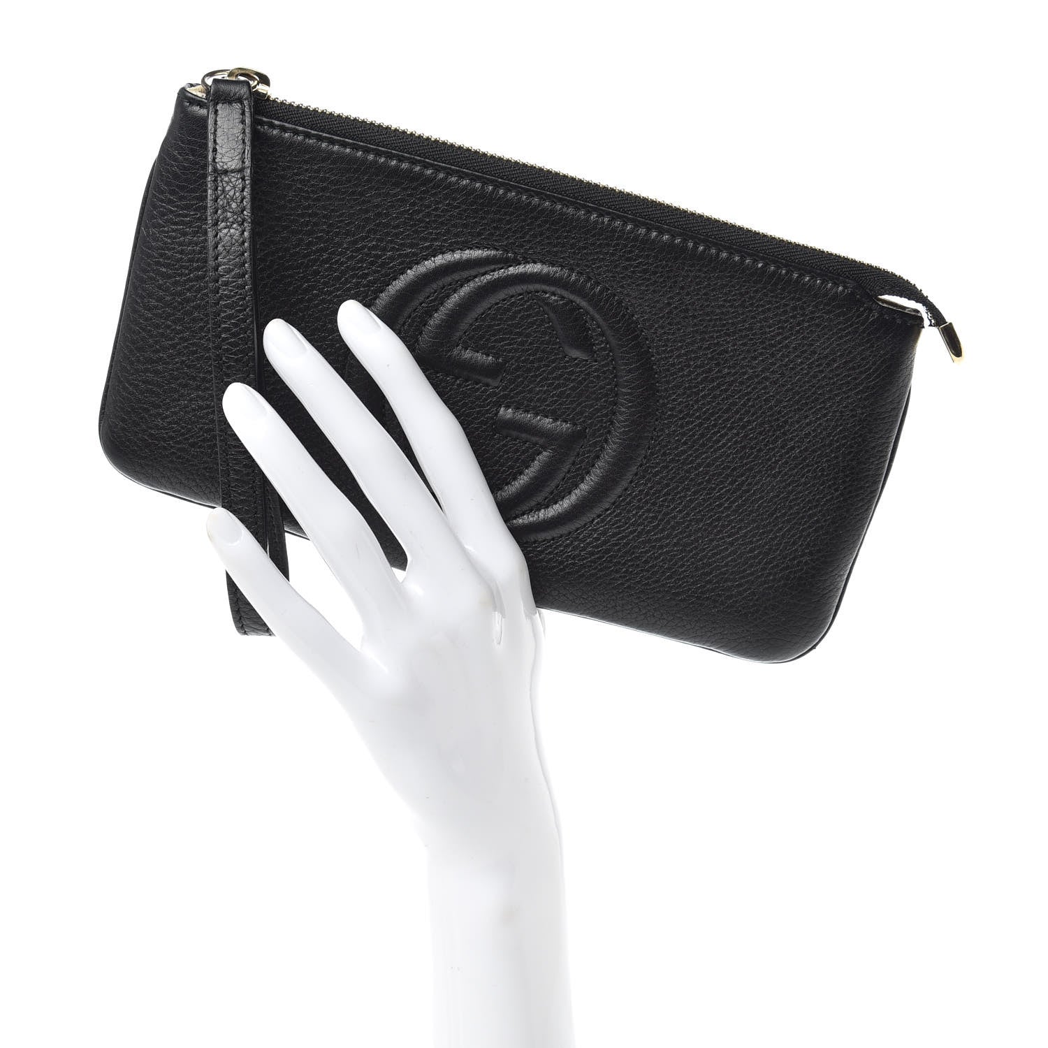 Gucci Pebbled Calfskin Soho Wristlet Black 2 of 13