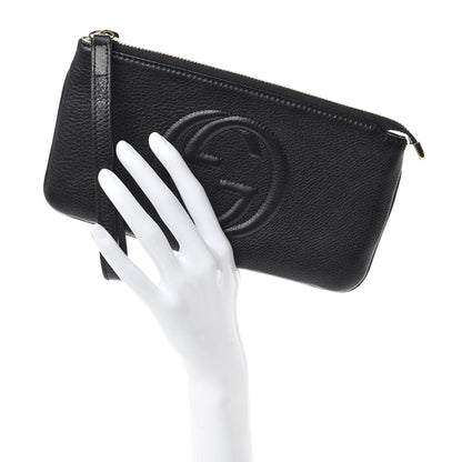 Gucci Pebbled Calfskin Soho Wristlet Black 2 of 13