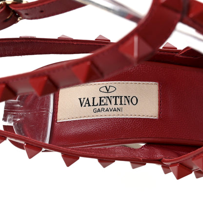 Valentino Garavani Calfskin Lacquered Monochrome Rockstud Ankle Strap 100mm Pumps 37 Rosso Valentino 7 of 8