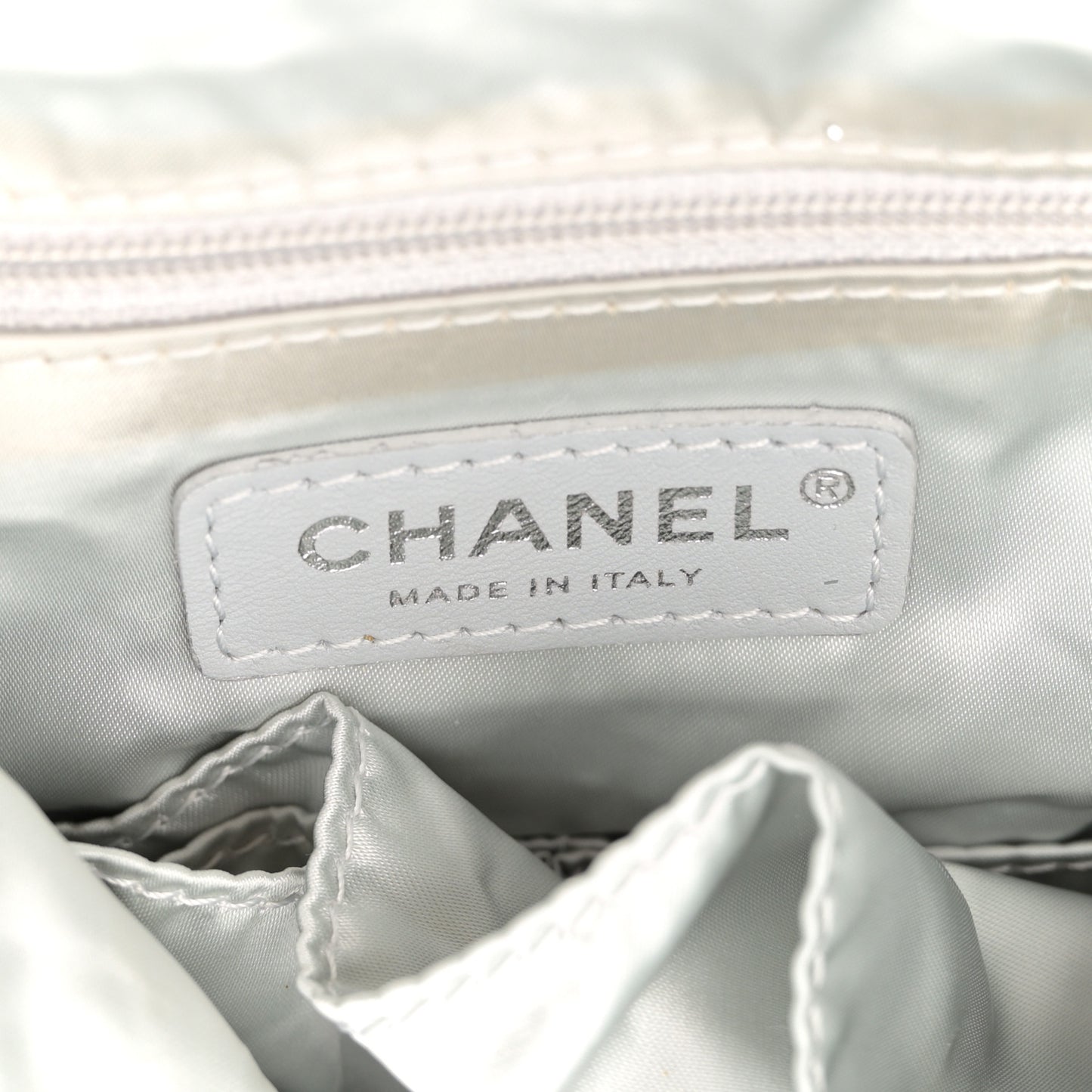 Knit Metallic Lambskin Large Shopping Tote Silver