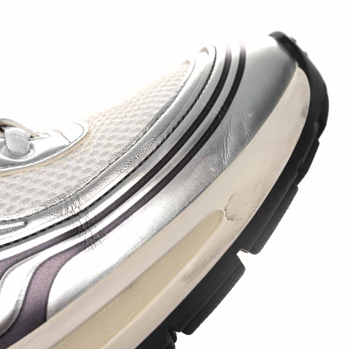 Fabric Laminated Calfskin Stretch CC Sneakers 38 White Silver