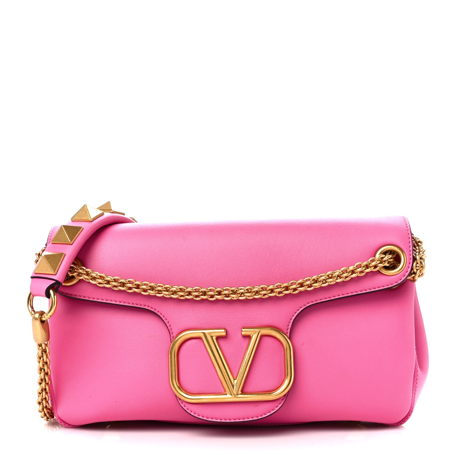 Valentino Garavani Nappa Stud Sign Shoulder Bag Feminine Pink 1 of 10