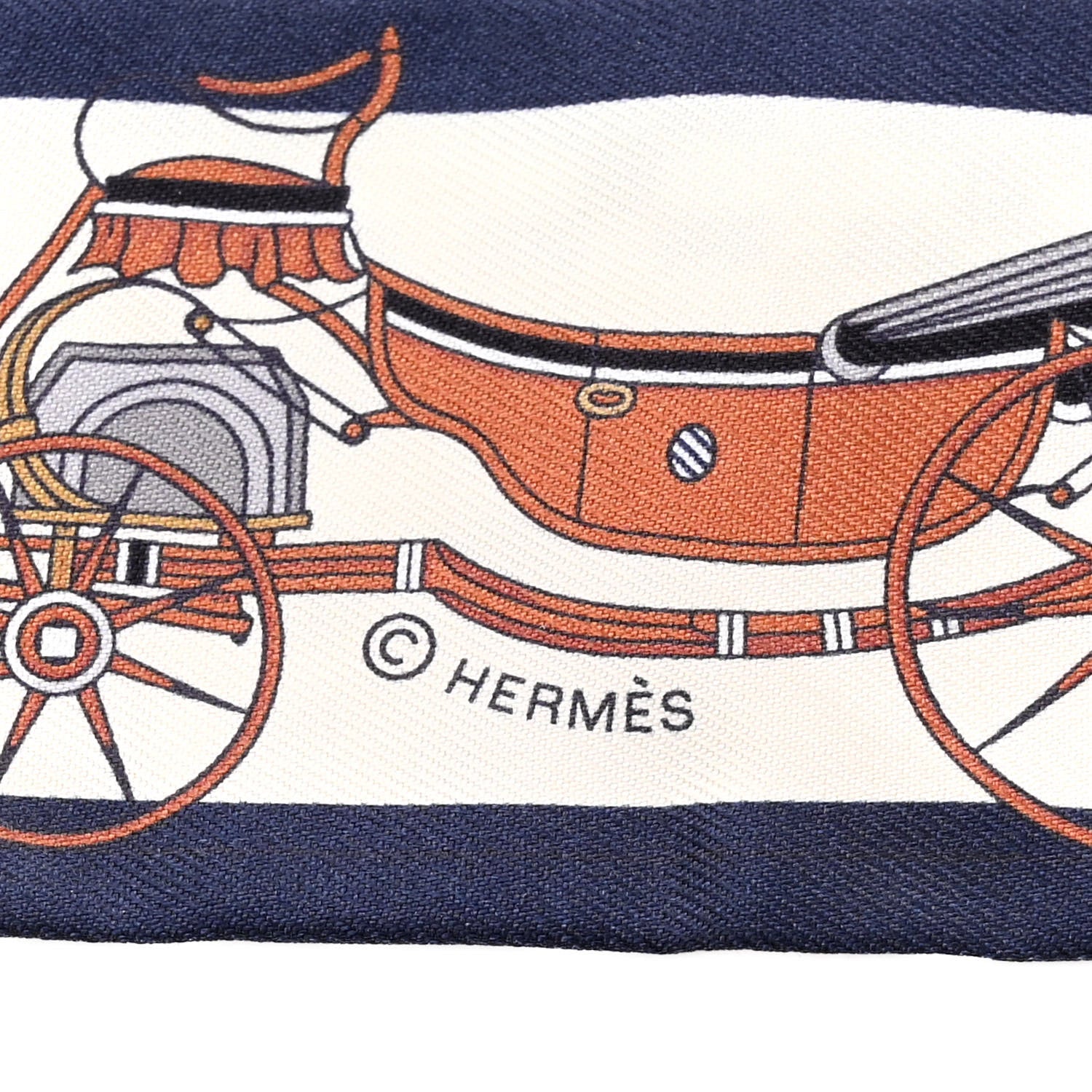 Hermes Silk Les Voitures Nouvelle Twilly Marine Caramel Black 3 of 4