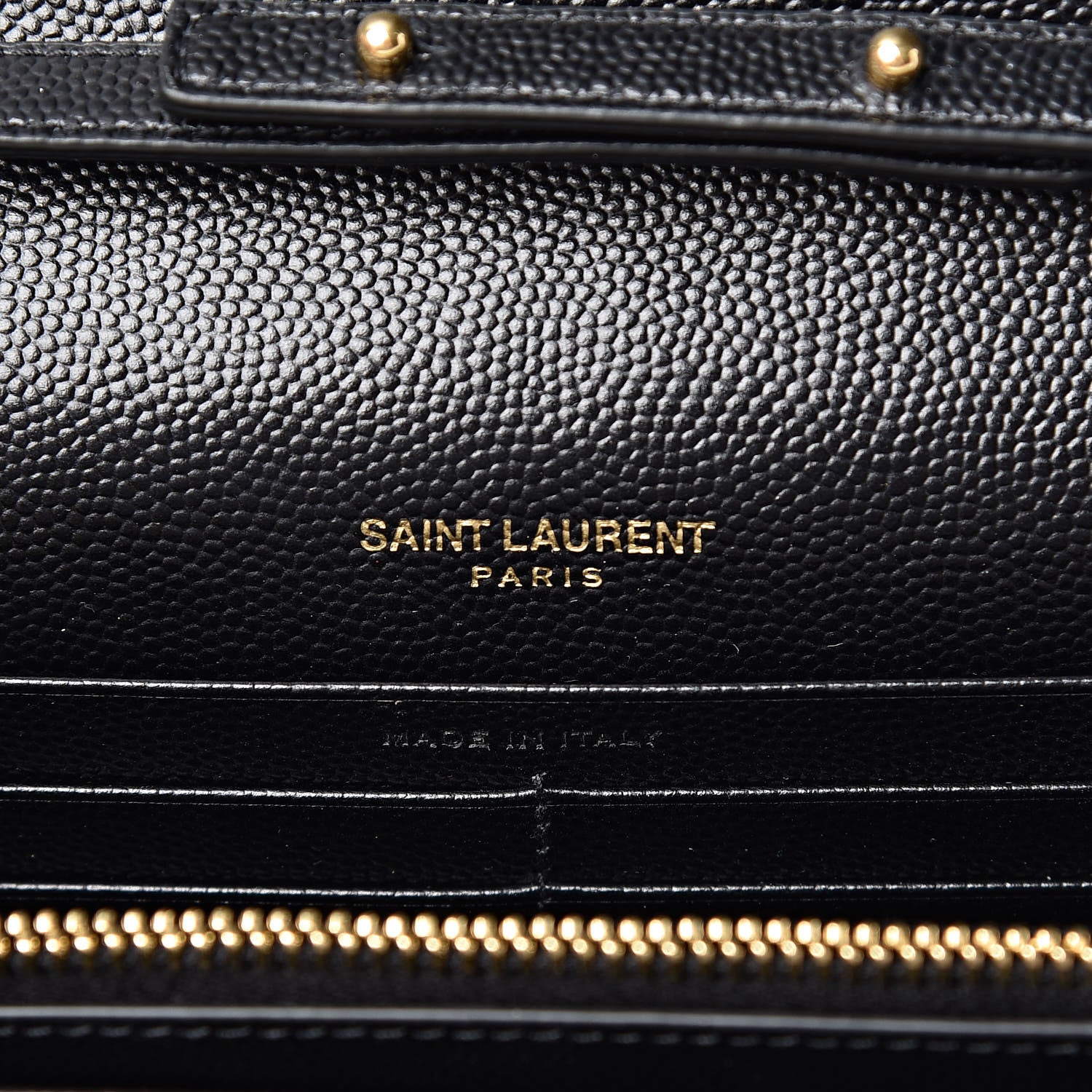 Saint Laurent Grain De Poudre Matelasse Chevron Monogram Chain Wallet Black 6 of 11