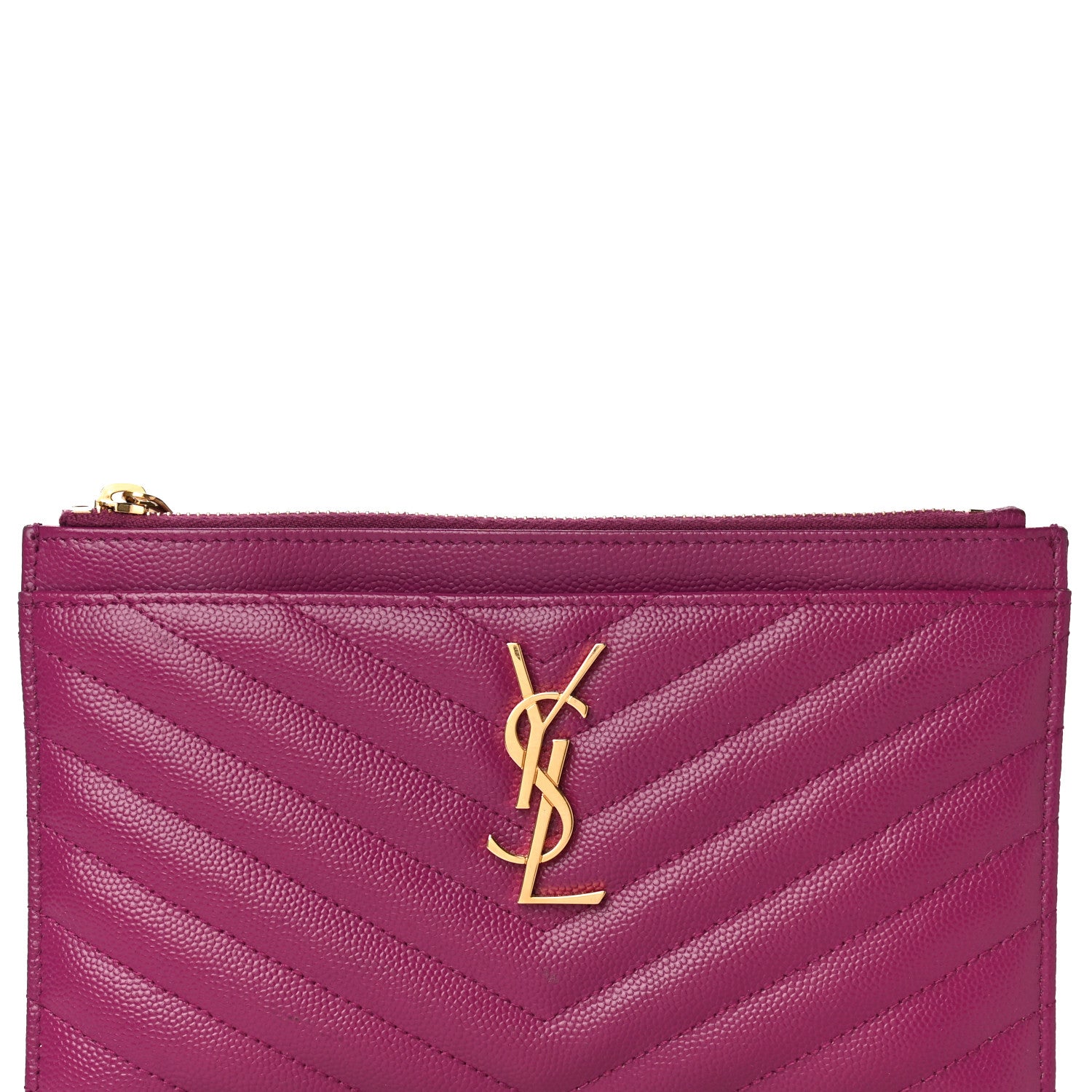 Saint Laurent Grain De Poudre Chevron Monogram Bill Pouch Dark Grape 8 of 11