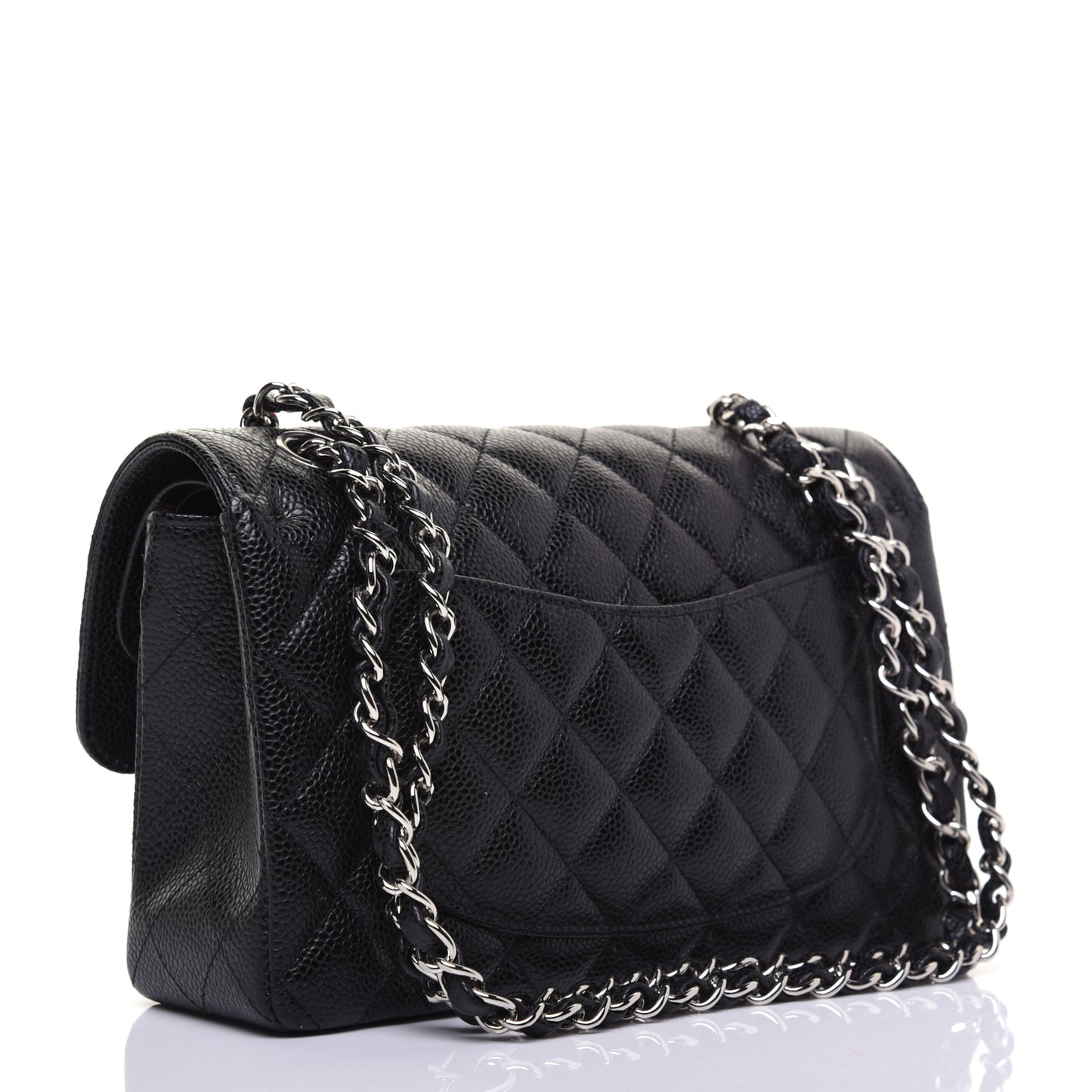 Caviar Quilted Small Double Flap Black