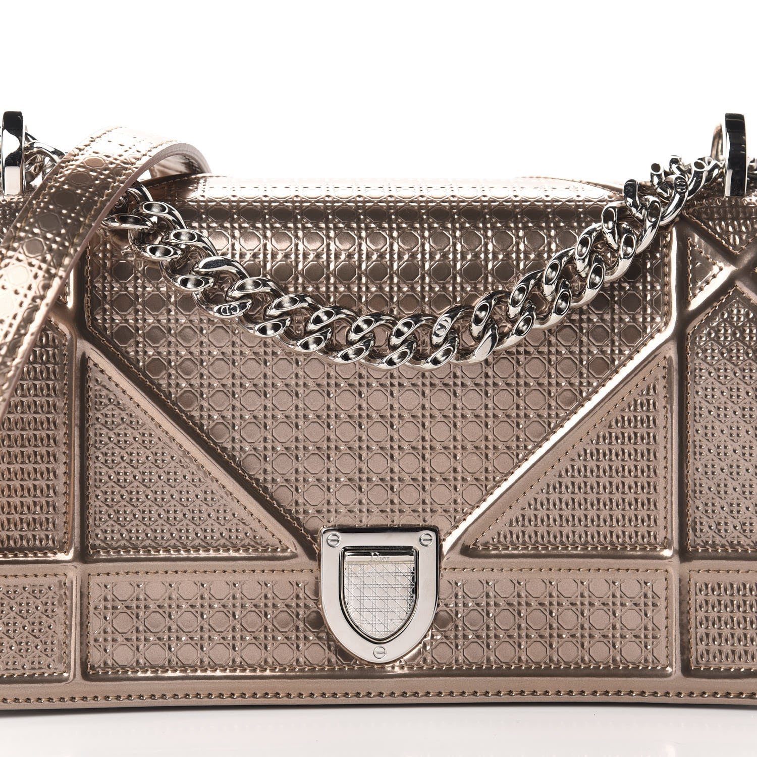 Christian Dior Metallic Patent Micro-Cannage Small Diorama Flap Bag Hyper Pink 13 of 14