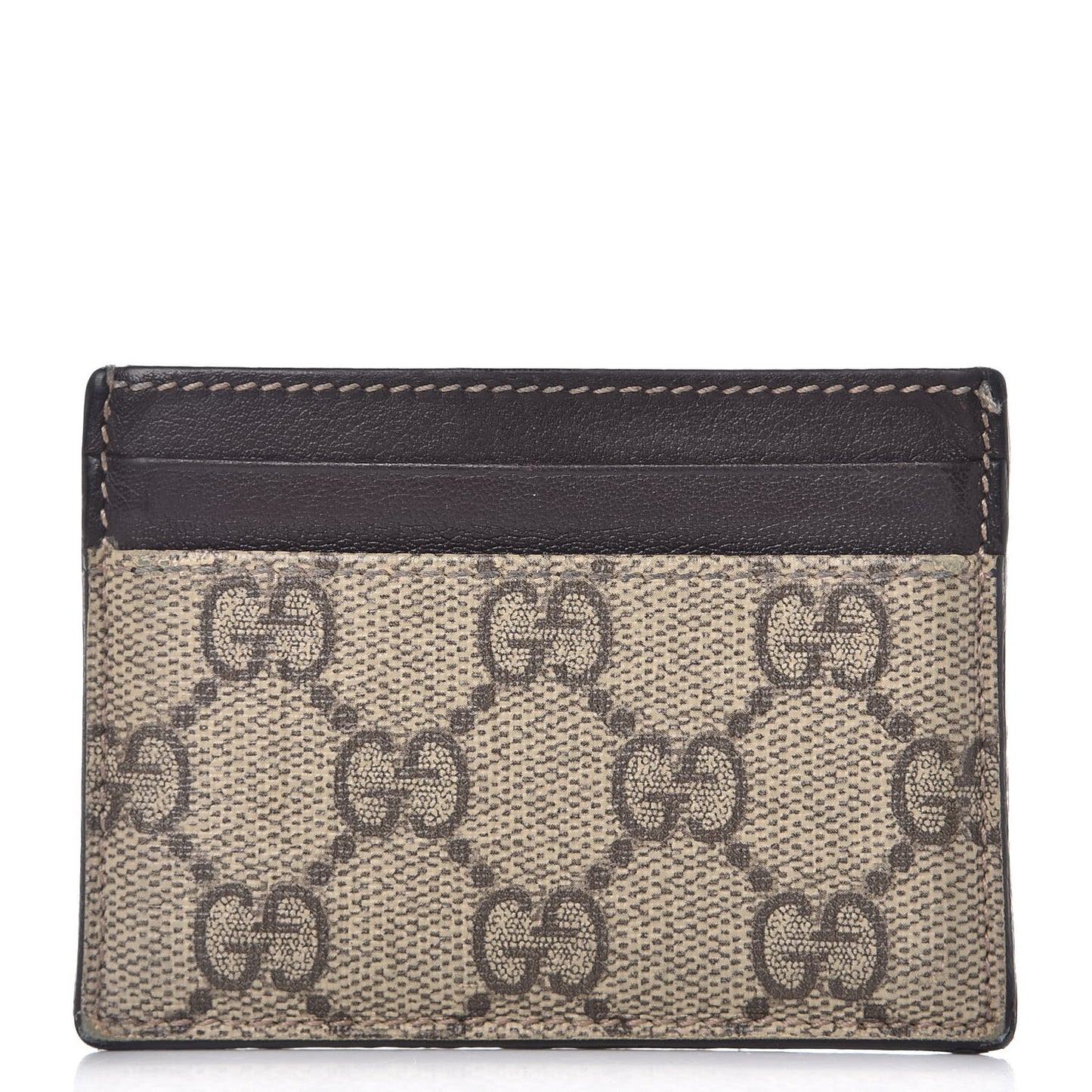GG Supreme Monogram Card Holder Dark Brown