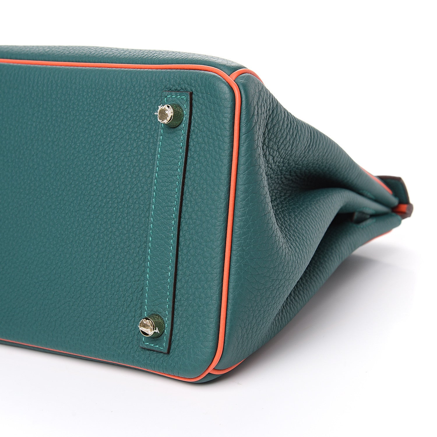 Hermes Togo Horseshoe Birkin 30 Malachite Capucine 9 of 11