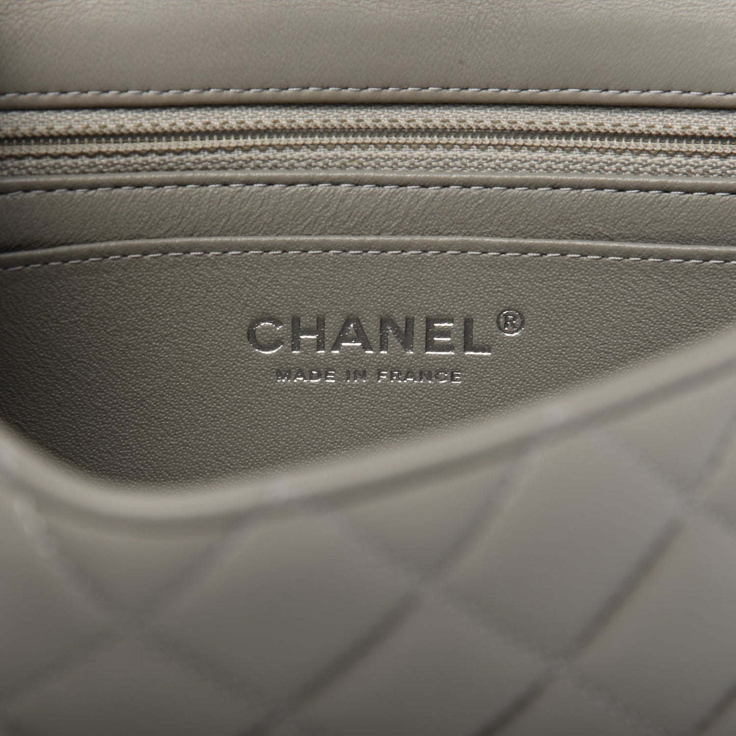 Lambskin Quilted Mini Rectangular Flap Grey