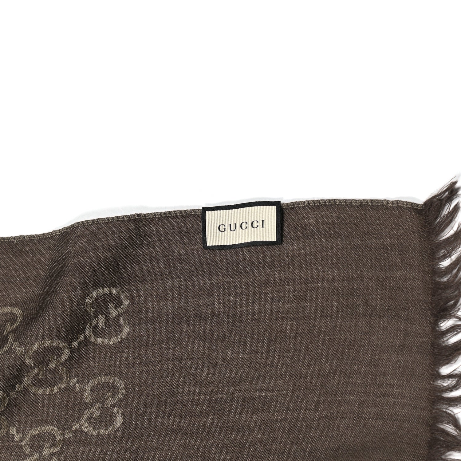 Gucci Wool Silk GG Monogram GGNat Scarf Coffee 4 of 4