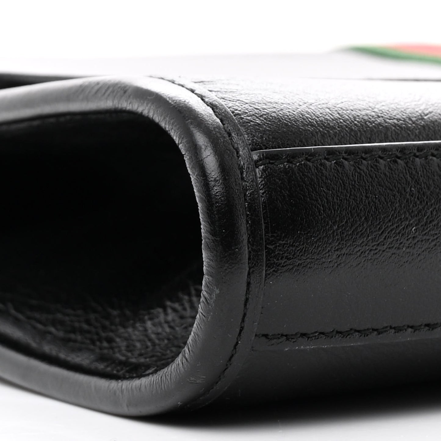 Textured Calfskin Web Medium Rajah Slim Flap Shoulder Bag Black