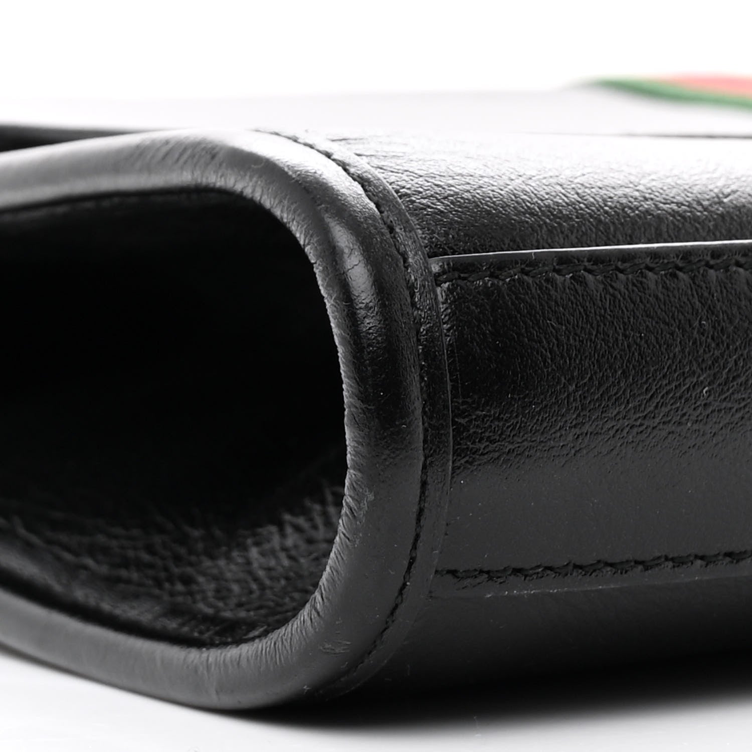 Gucci Textured Calfskin Web Medium Rajah Slim Flap Shoulder Bag Black 9 of 11