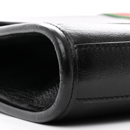 Gucci Textured Calfskin Web Medium Rajah Slim Flap Shoulder Bag Black 9 of 11