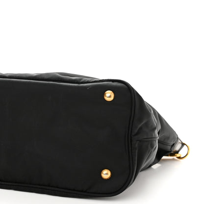 Prada Tessuto Nylon Soft Calfskin Shopping Satchel Black 9 of 14