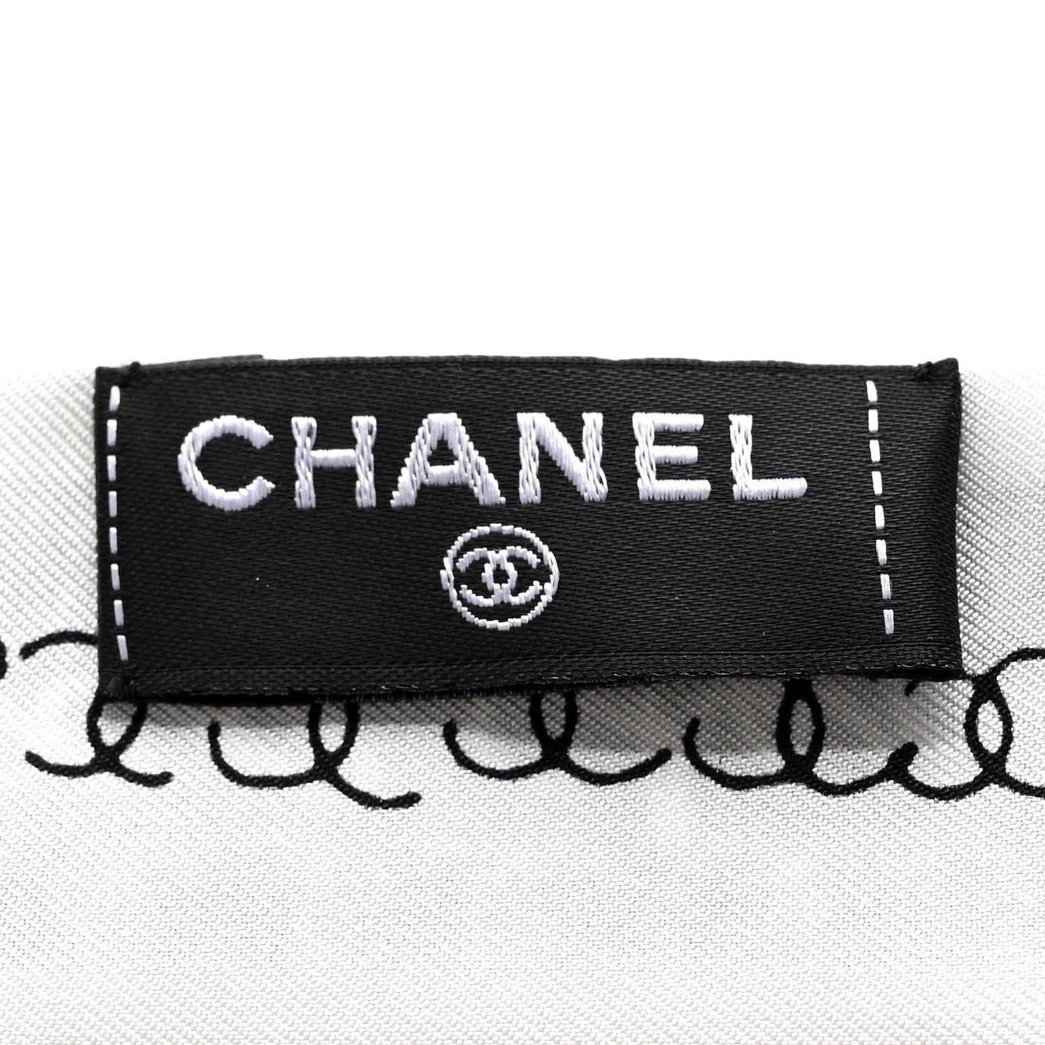 Chanel Silk CC Slim Bandeau Scarf Black White 3 of 4