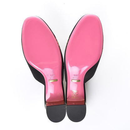 Gucci Satin Dragon Embroidered Candy Mules 38.5 Black 5 of 9