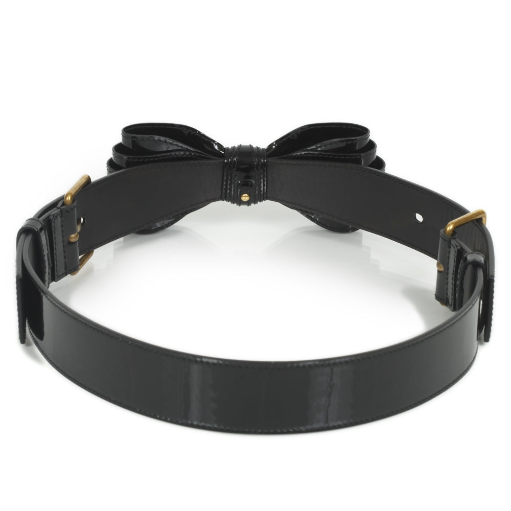Saint Laurent Patent Leather Bow Belt Black 75 30 2 of 7
