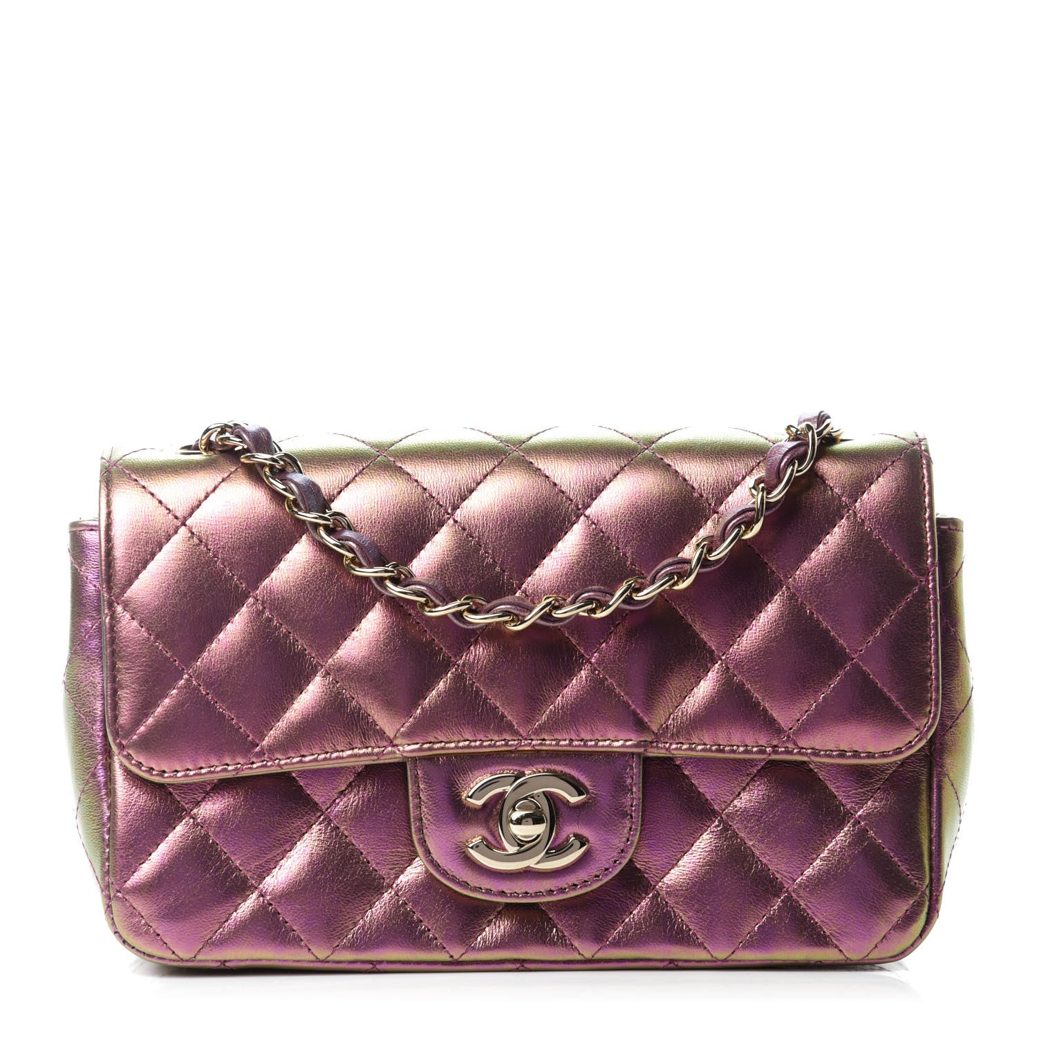 Chanel Iridescent Lambskin Quilted Mini Rectangular Flap Purple 1 of 11