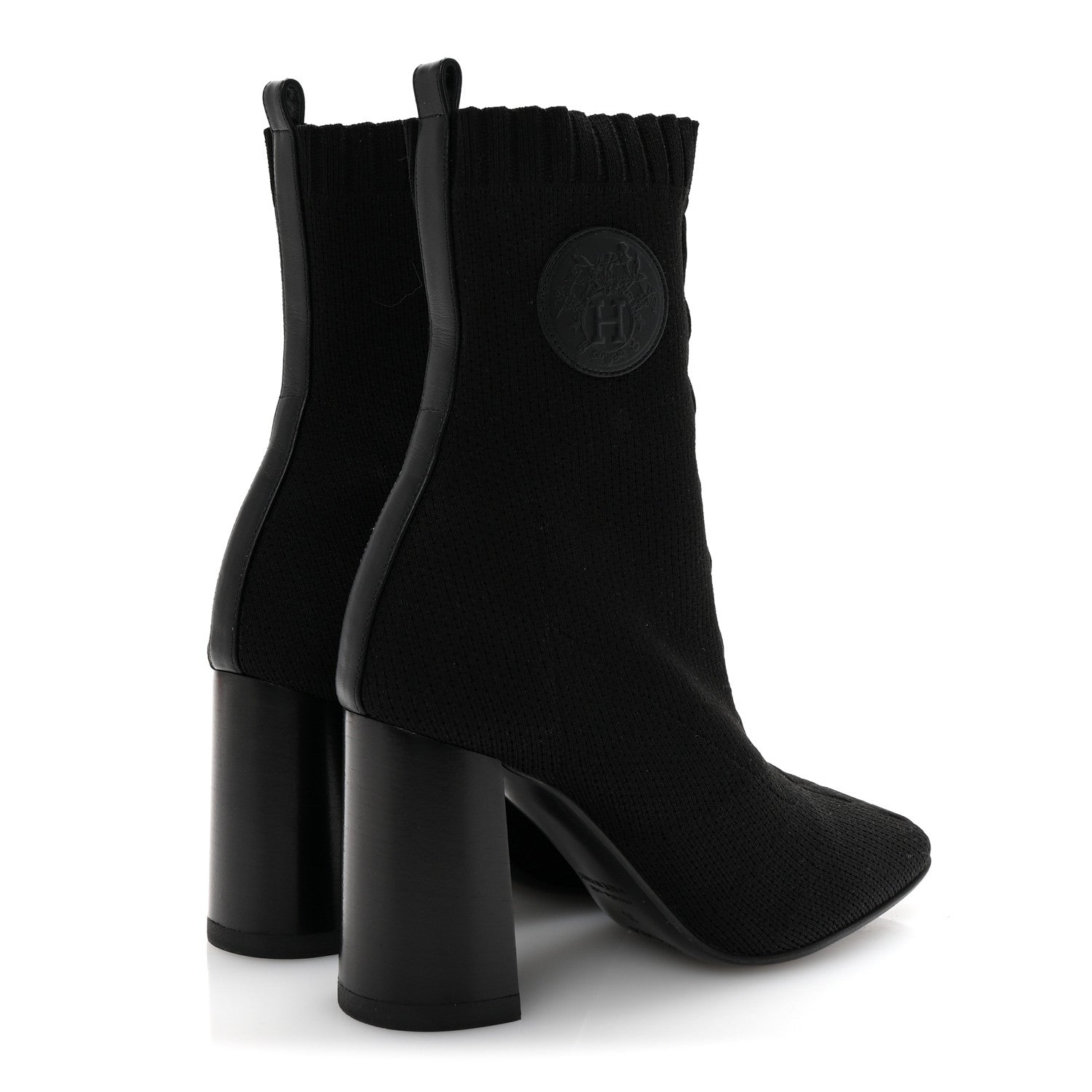 Hermes Knit Calfskin Volver 90 Ankle Boots 35 Black 5 of 9