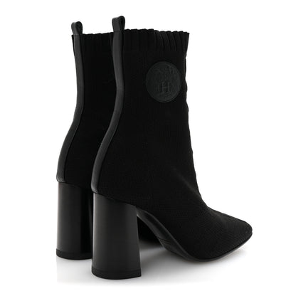 Hermes Knit Calfskin Volver 90 Ankle Boots 35 Black 5 of 9