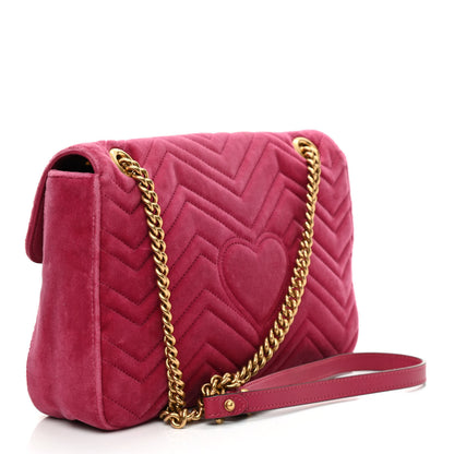 Gucci Velvet Matelasse Medium GG Marmont Shoulder Bag Light Raspberry Rose 3 of 11