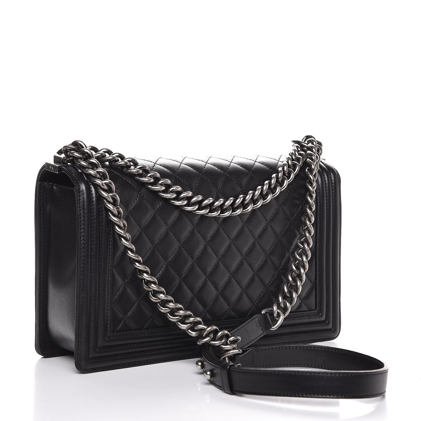 Lambskin Quilted New Medium Boy Flap Black