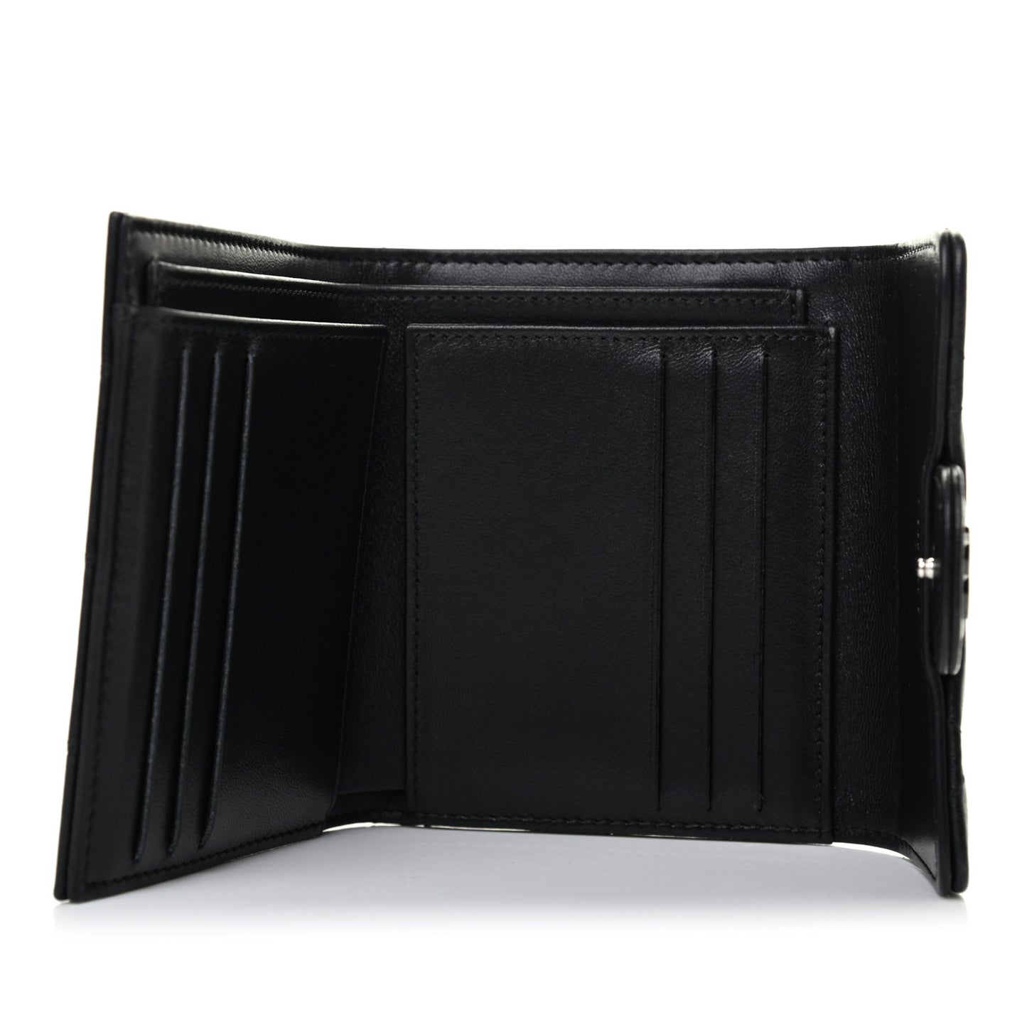 Lambskin Quilted Compact Flap Wallet So Black