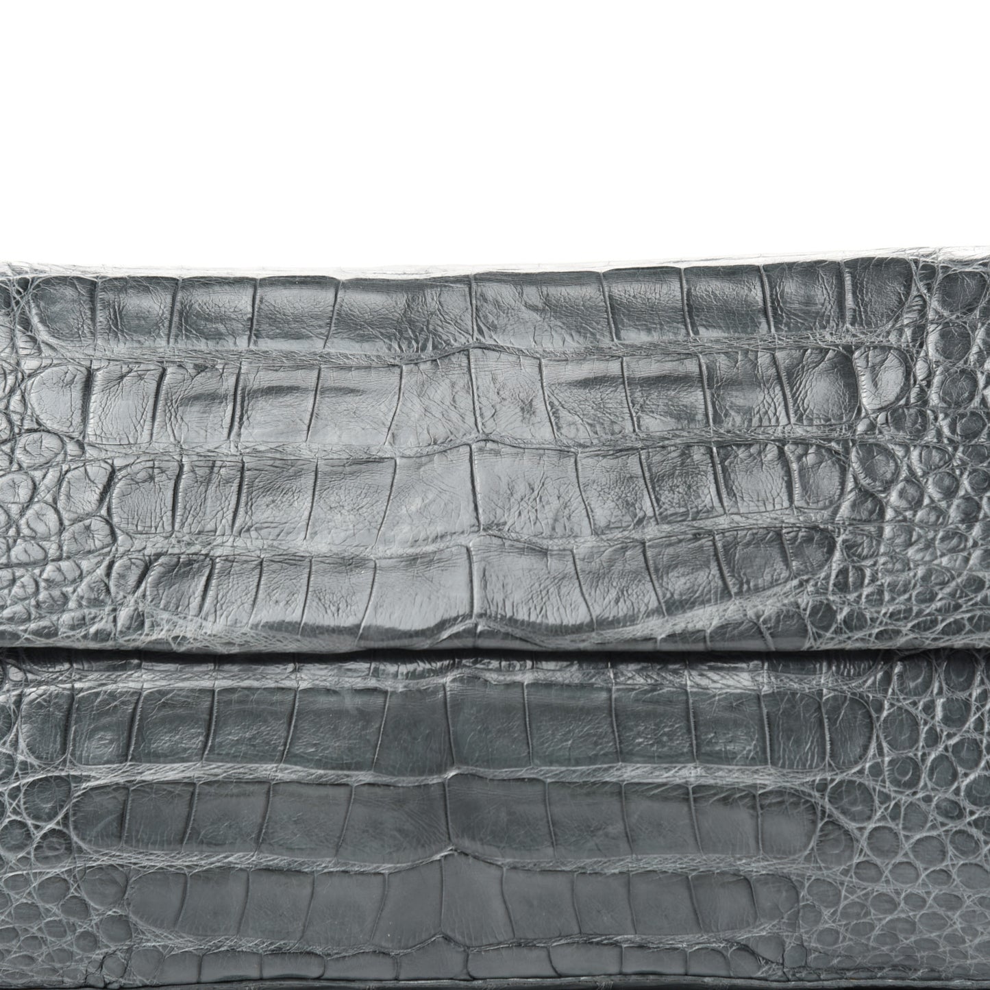 Crocodile Gotham Flap Clutch Grey