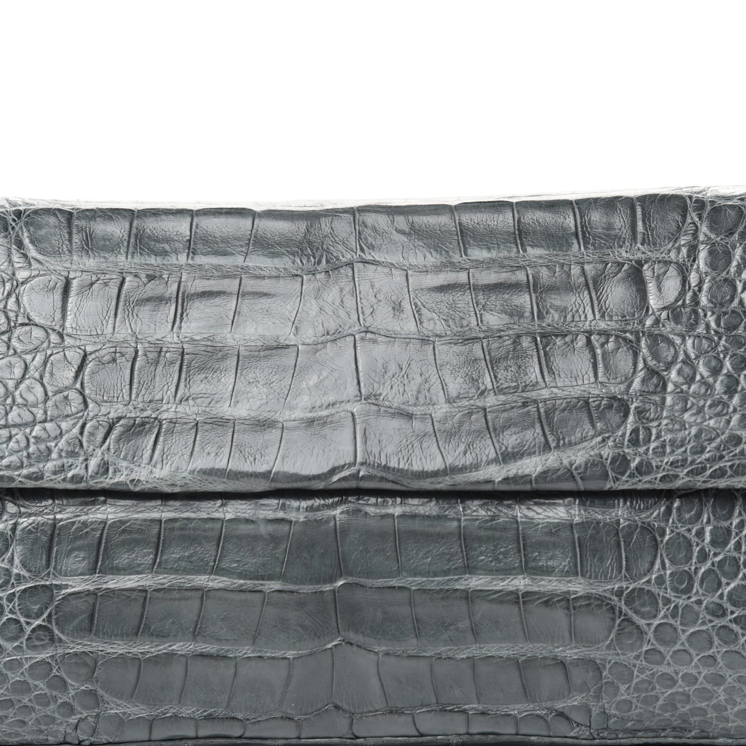 Nancy Gonzalez Crocodile Gotham Flap Clutch Grey 9 of 9
