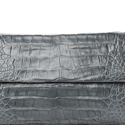 Nancy Gonzalez Crocodile Gotham Flap Clutch Grey 9 of 9