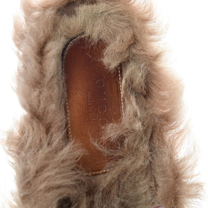 Gucci Betis Glamour Calfskin Fur Womens Princetown Slippers 40.5 Hibiscus Red Naturale 9 of 20