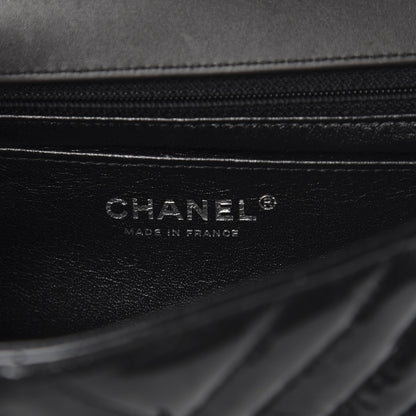 Chanel Patent Metallic Crumpled Calfskin Chevron Quilted Mini Rectangular Flap So Black 6 of 13