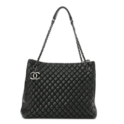 Chanel Iridescent Calfskin Quilted New Bubble North South Tote Dark Green 1 of 9