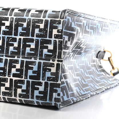Fendi X JOSHUA VIDES Coated Canvas FF Cloudy Shopping Tote White Celeste Black 9 of 10