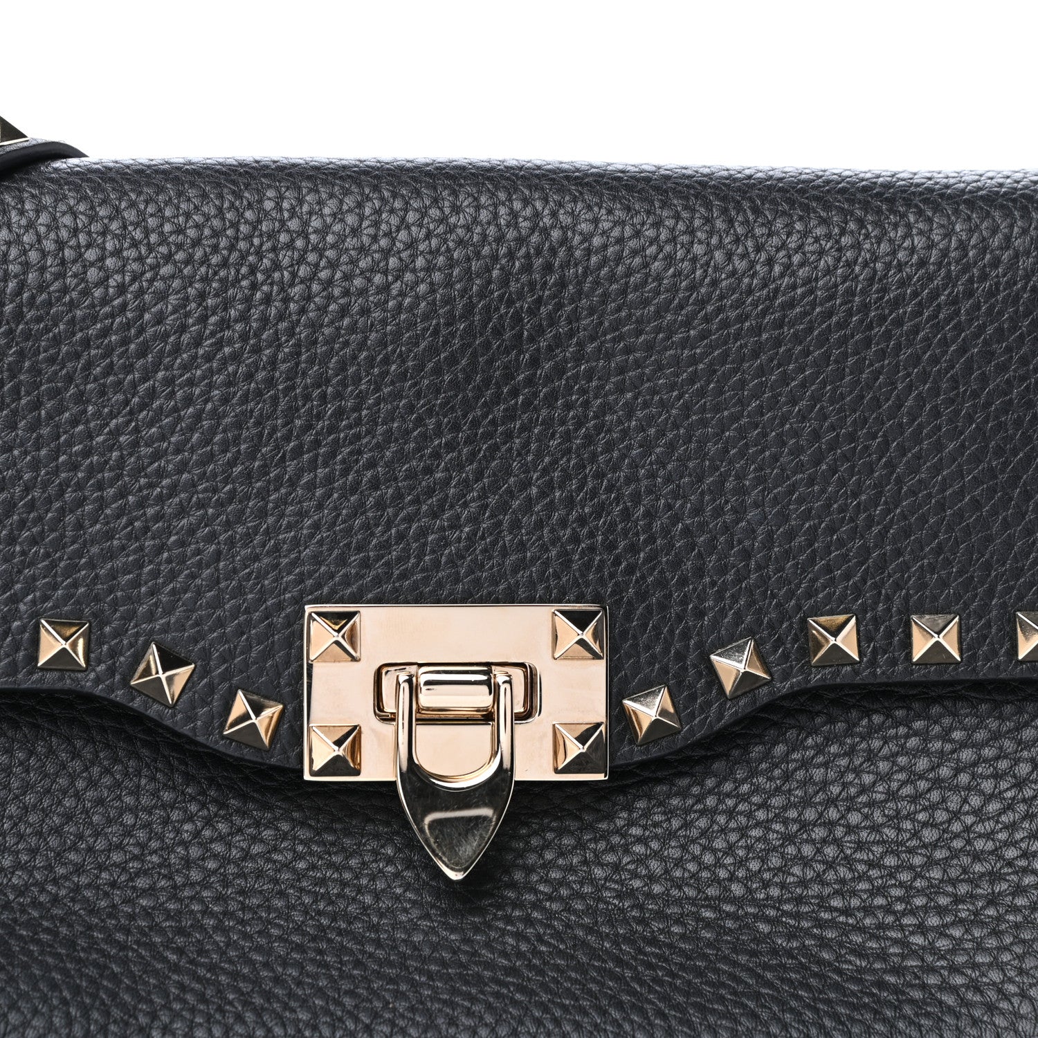 Valentino Garavani Pebbled Calfskin Medium Rockstud Flip Lock Crossbody Bag Black 10 of 10