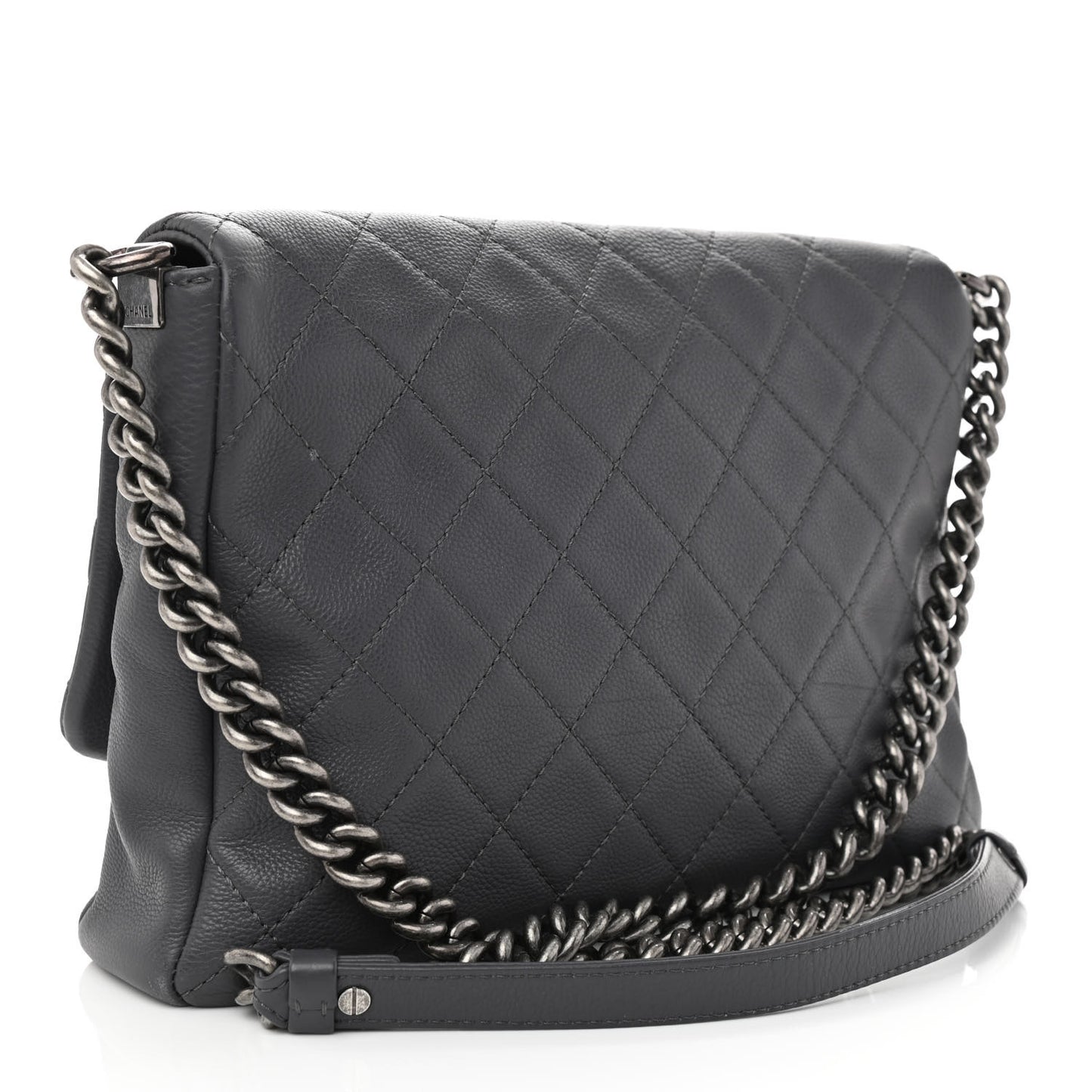 Calfskin Quilted Couture Messenger Grey