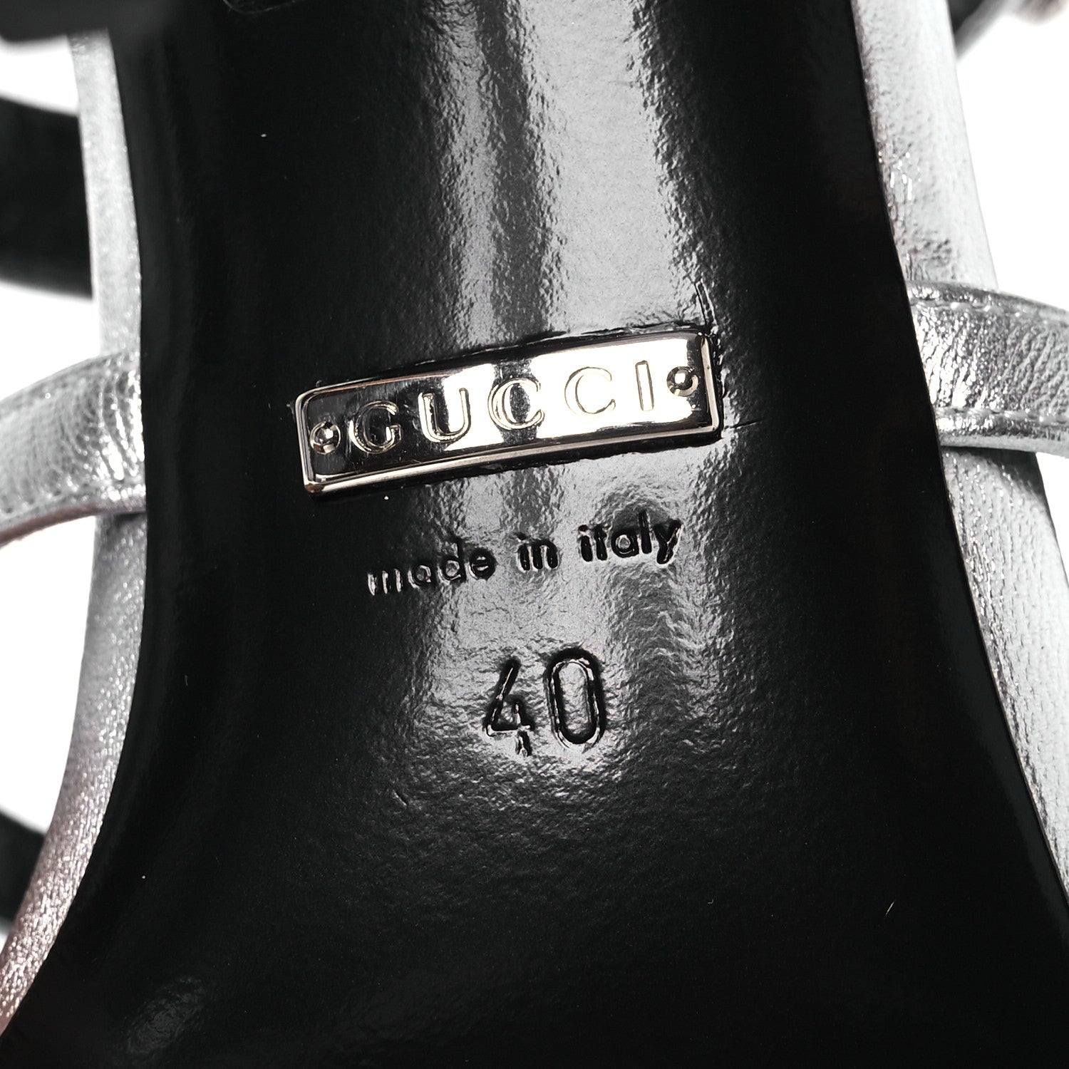 Gucci Nappa Silk High Heel Sandals 40 Argento 7 of 11