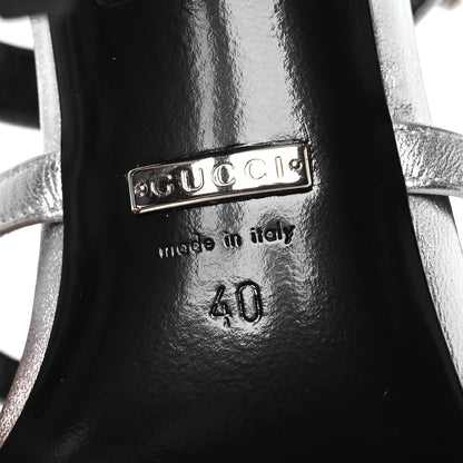 Gucci Nappa Silk High Heel Sandals 40 Argento 7 of 11