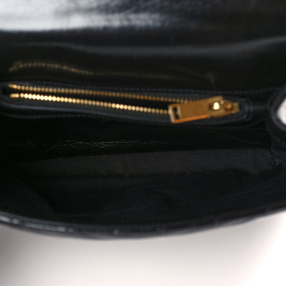 Saint Laurent Cracked Shiny Calfskin Matelasse Chevron Monogram Medium College Bag Black 5 of 9
