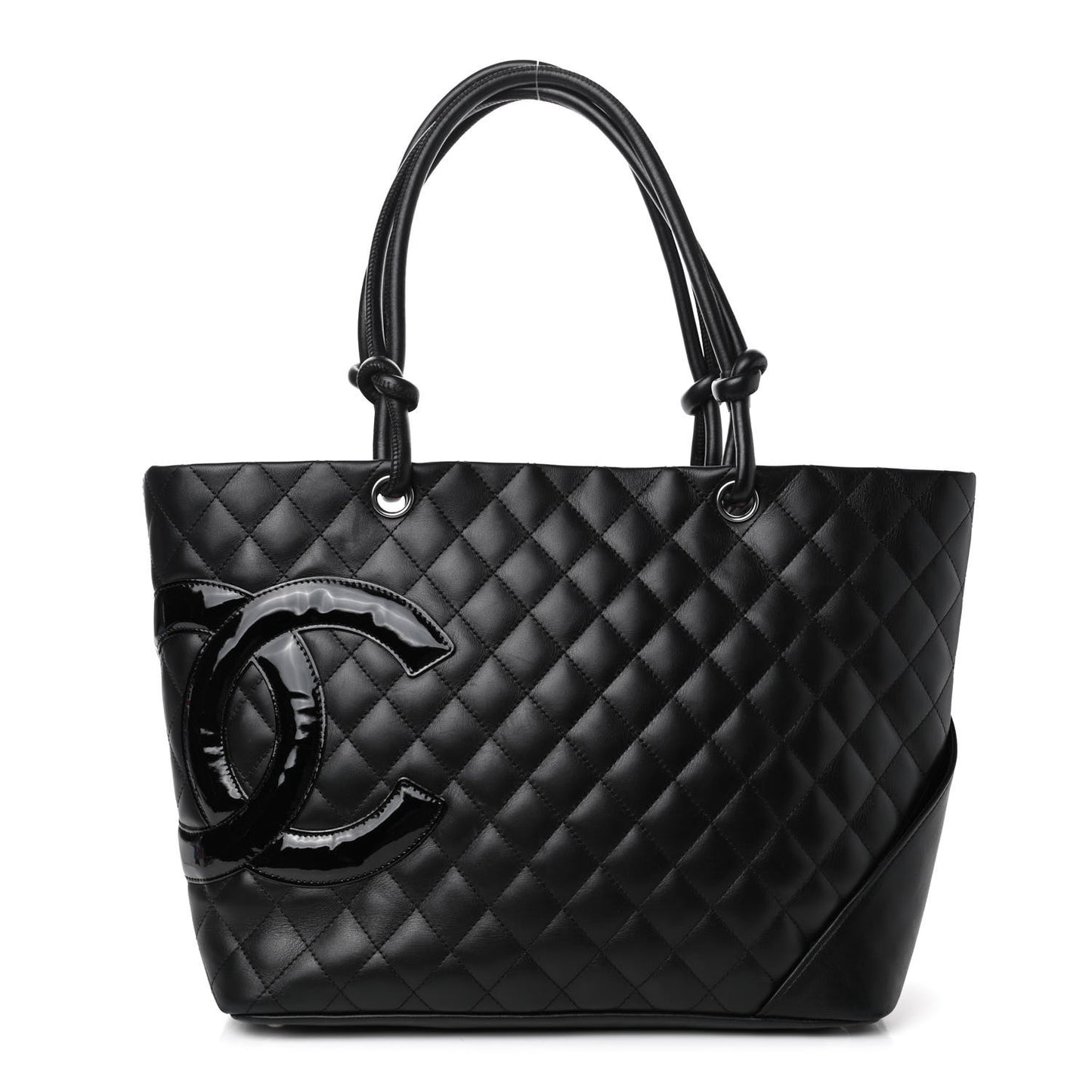 Calfskin Quilted Large Cambon Tote Black