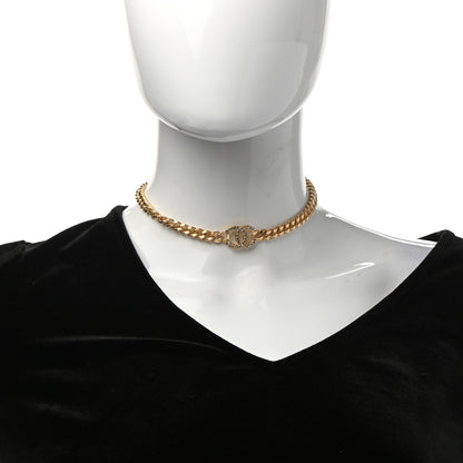 Chanel Crystal Chain Link CC Choker Necklace Gold 2 of 7