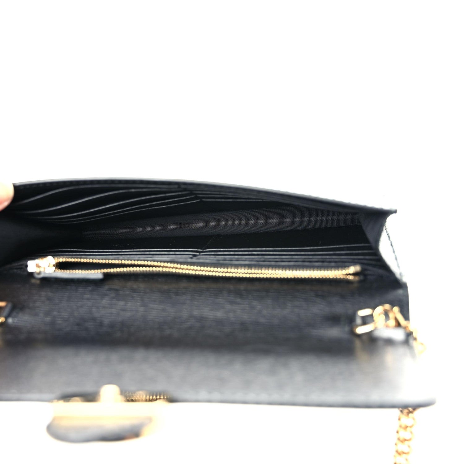 Gucci Textured Calfskin Icon Chain Wallet Black 10 of 10