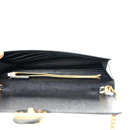 Gucci Textured Calfskin Icon Chain Wallet Black 10 of 10