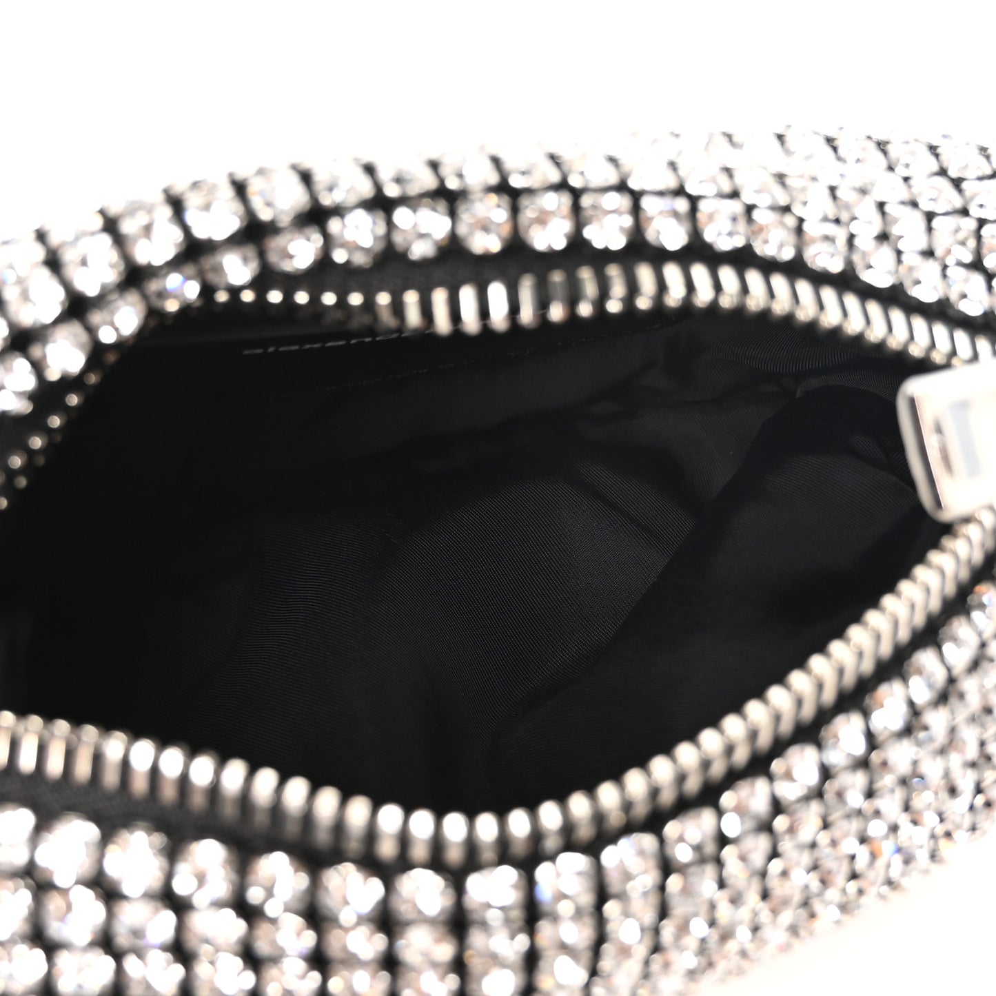 Mesh Crystal Rhinestone Mini Heiress Pouch Silver