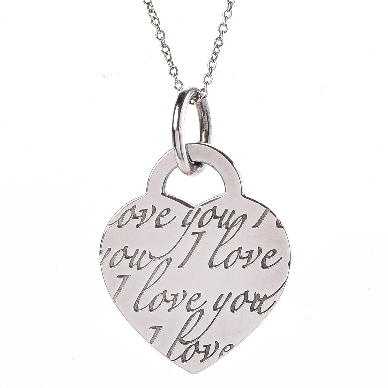 Tiffany Sterling Silver Notes Heart Tag Charm Necklace 4 of 7