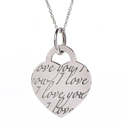 Tiffany Sterling Silver Notes Heart Tag Charm Necklace 4 of 7