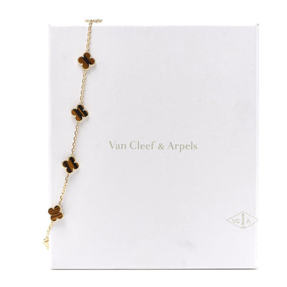 Van Cleef & Arpels 18K Yellow Gold Tiger Eye 10 Motifs Vintage Alhambra Necklace 7 of 7