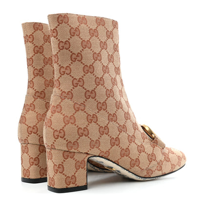 Gucci Monogram Malaga Kid GG Victoire 55mm Ankle Boots 37.5 Beige Ruggine Rust 4 of 4